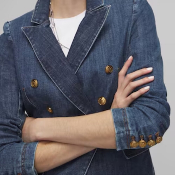 WHBM Denim Studio Blazer  Size 4 - Picture 2 of 13